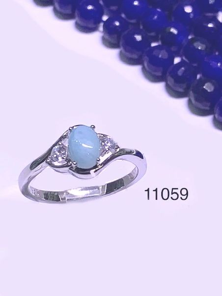 925 Sterling Silver Natural AAA Grade Larimar Ring oval shape stone -11059-LA