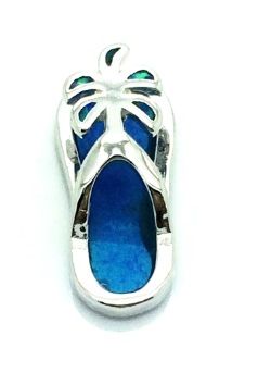 925 Sterling Silver Simulated Blue Opal PALM TREE SANDALS-33OP32-k5