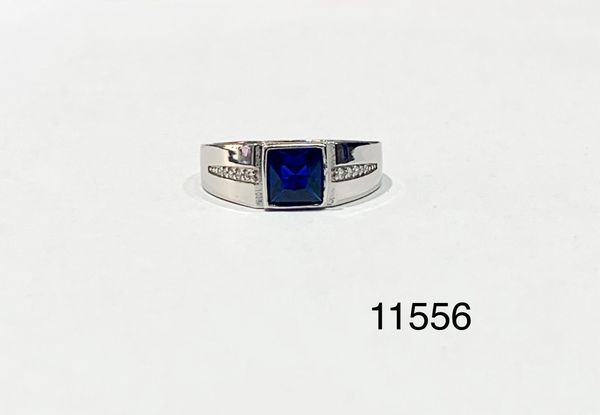 925 Sterling Silver Men's ring SQ Shape, Sapphire Blue cz -11556-sh