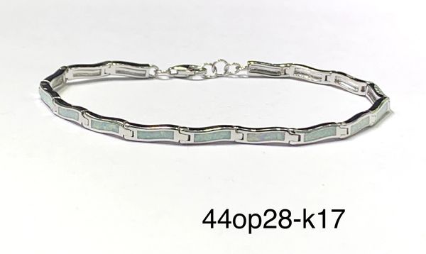 925 Sterling Silver simulated White opal thin bar tennis bracelet-44op28-k17
