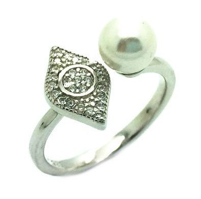 925 Sterling Silver Mother Of Pearl eye ring , adjustable style-11cz196-MOP
