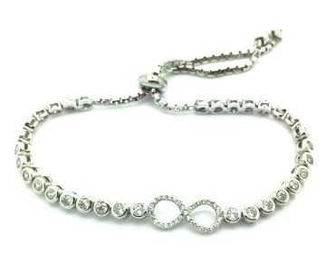 925 Sterling Silver Infinity Bracelet cz tennis bracelet style,adjustable-44cz08-wh