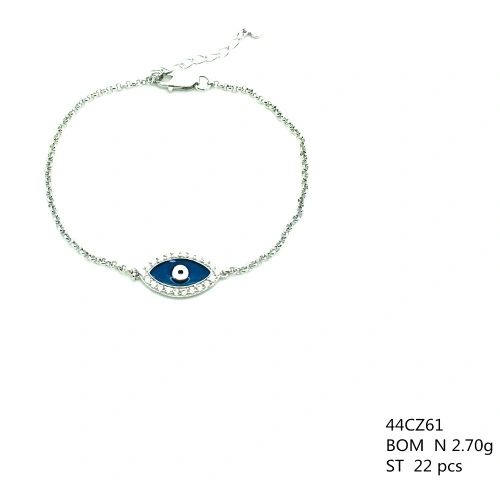 925 Sterling Silver eye Bracelet chain bracelet style,adjustable-44cz61-blue