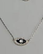 925 Sterling Silver eye NECKLACE chain style,adjustable-55208-blue