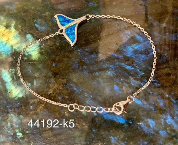 925 Sterling Silver Simulated Blue opal Bracelet,Whale Tail STYLES ,44192-k5