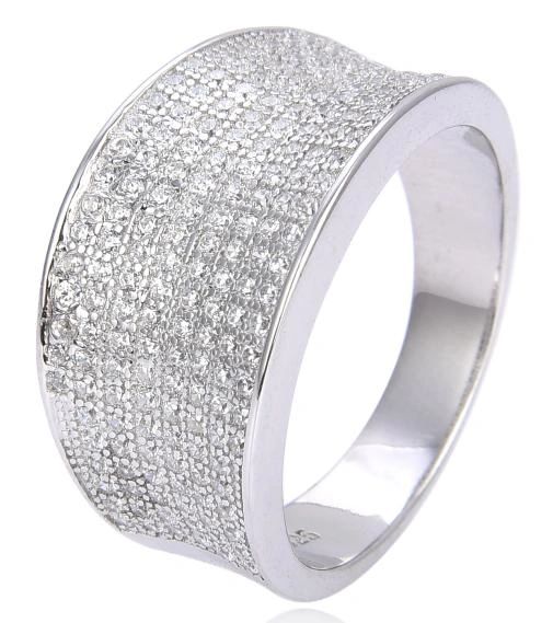 925 STERLING SILVER MICRO SETTING CZ WIDE RING , 11CZ33