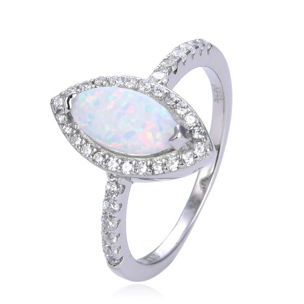 925 Sterling Silver Simulated White Opal ring,MARQUISE RING-11477-k17