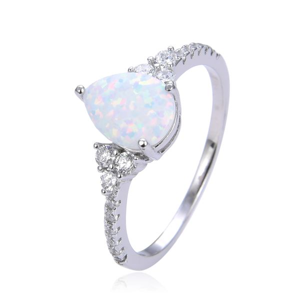 925 Sterling Silver Simulated White Opal ring,TIER DROP RING-11478-k17