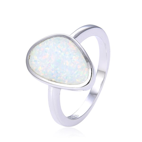 925 Sterling Silver Simulated White Opal ring,INLAID FREE SHAPE RING-11501-k17