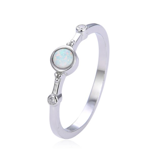 925 Sterling Silver Simulated White Opal ring-11811-k17