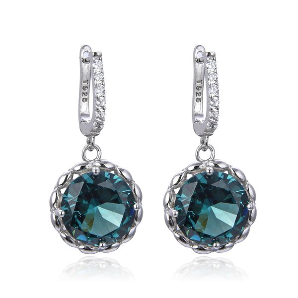 925 STERLING SILVER SIMULATED PARAIBA CHANGE COLOR STONE LONG FRENCH HOOK EARRINGS -22750-PR
