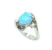 925 SILVER SIMULSTED BLUE SOLITIER OPAL RING -11OP32-K6
