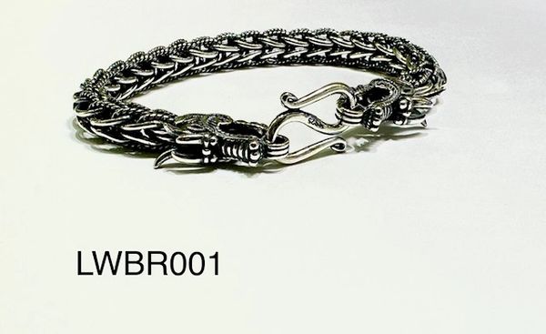 925 Sterling Silver Bali style Dragon Head bracelet-LWBR001
