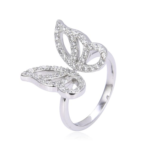 925 STERLING SILVER WHITE CZ BUTTERFLY RING-11144-WH