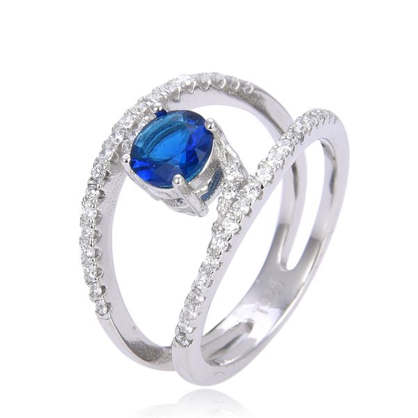 925 STERLING SILVER CZ SAPPHIRE COCKTAIL RING -11352-SAPH