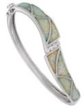 925 STERLING SILVER SIMULATED WHITE OPAL BANGLE WAVE STYLE-66062-K17
