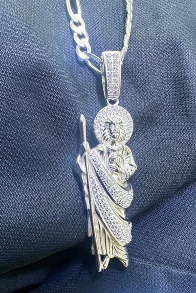 925 STERLING SILVER SAINT JUDAS PENDANT WITH CZ -331048-WH