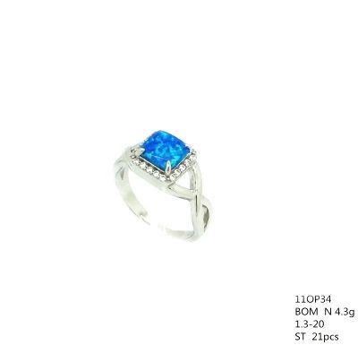 925 SILVER SIMULATED BLUE OPAL RING PRINCESS CUT RING-11OP34-K5