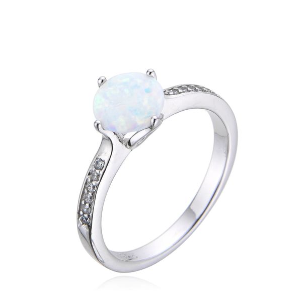 925 Sterling Silver White Opal Solitaire Ring-11op84-k17