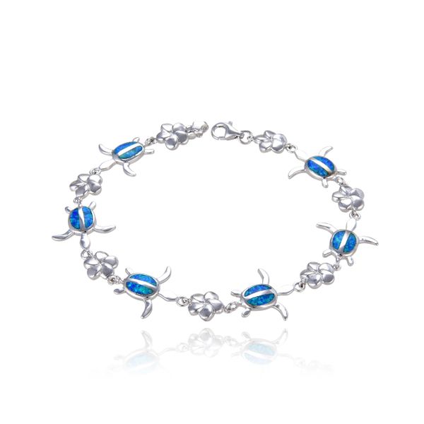 925 STERLING SILVER TURTLE,FLOWER STYLE,STIMULATE BLUE OPAL BRACELETS -SEA LIFE -44OP02-K5