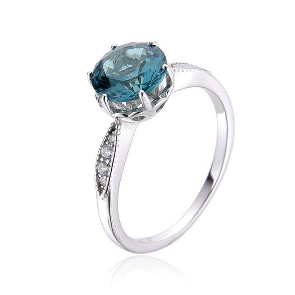 925 Sterling SILVER NANO COLOR CHANGING PARAIBA ROUND STONE RING-11247-PAR