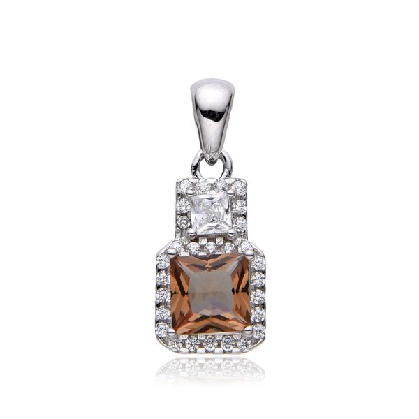 925 Sterling Silver Halo SQUARE style Pendant Lab Created Color Changing Sultanite Stone-33205-204