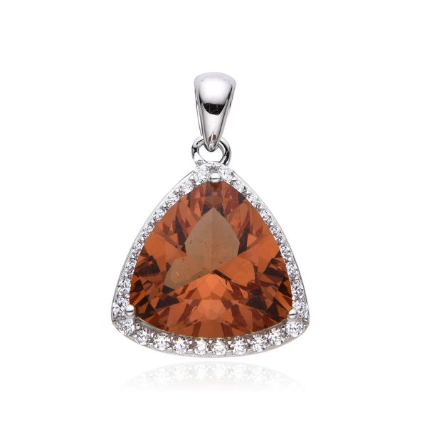 925 Sterling Silver Simulated color changing Sultnite stone triangle Pendant art deco-33219-204