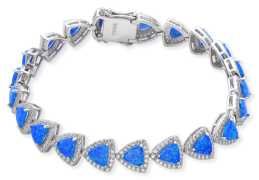 925 Sterling Silver Triangle Opal Tennis Bracelet -44277-k5