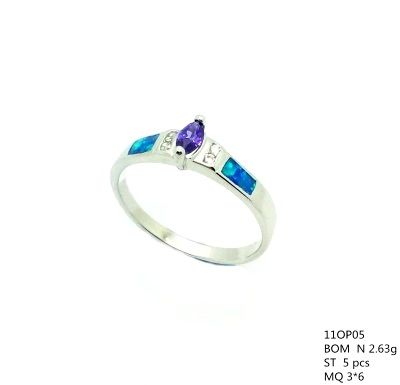 11OP05 STERLING SILVER INLAID OPAL RING