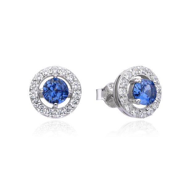 925 Sterling Silver CZ Diamond and cz Tanznite HALO stud earrings-22919-tz