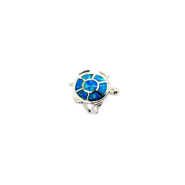 925 SILVER SIMULATED BLUE OPAL TURTLE RING - 11040-K5