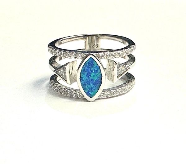 925 STERLING SILVER LAB GROWN MARQUISE BLUE OPAL RING -11269-K5