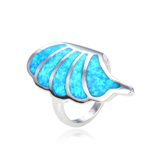 925 STERLING SILVER LAB GROWN BLUE OPAL SHELL STYLE RING-11622-K5