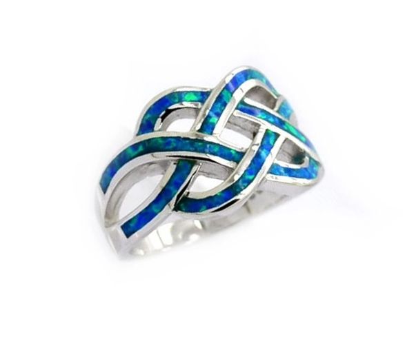 925 SILVER,LAB CREATED INLIAD BLUE,OPAL INFINITY RINGS, 11058-K5