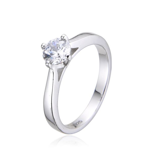 925 Sterling Silver Solitaire rings white CZ stone -11212-WCZ