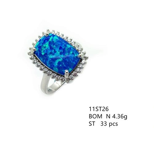 925 STERLING SILVER LAB GROWN BLUE OPAL RING-11ST26-K5