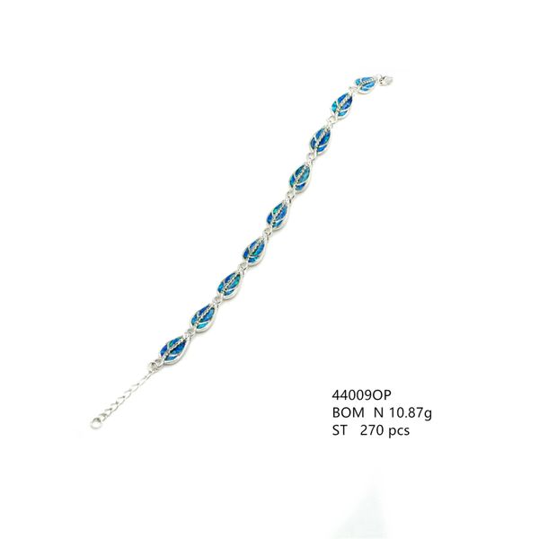 44009 Sterling Silver Opal Leaf Bracelet