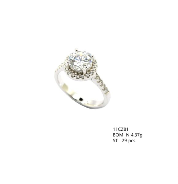 11cz81 Sterling Silver Halo cz rings