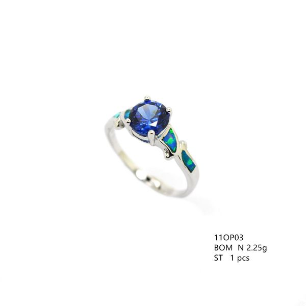11OP03 925 STERLING SILVER INLAID OPAL RING