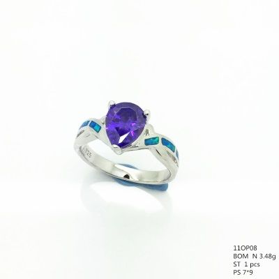 11op08 Sterling Silver Opal Ring