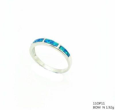 925 ST, SILVER 3MM LAB INLAID OPAL BAND RING ,HALF WAY STONE ,11OP11-K5