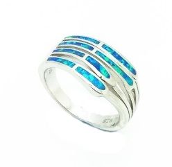 11OP14 STERLING SILVER INLAID OPAL RING