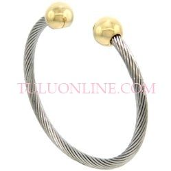 STAINLESS STEEL CABLE BALL MAGNETIC BANGLES, SSB409-GD