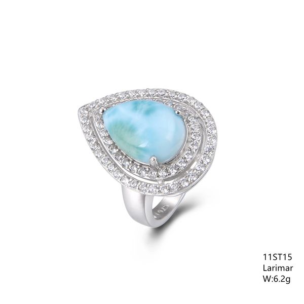 Larimar Stone Ring, in Sterling Silver . 11ST15