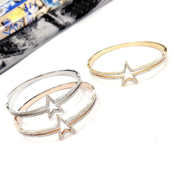 Stainless Steel Crystal STAR Bangle . SSB50347