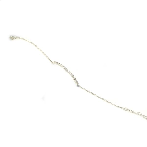 925 Silver thin cz bar tennis Bracelet , 44002