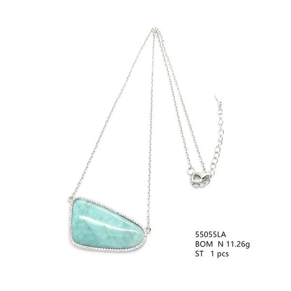 Sterling Silver Amazonite free style Necklace , 55055