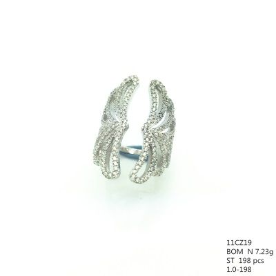 Angel Wing Ring, Sterling Silver , Adjustable rings, 11cz19