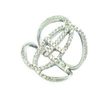 925 SILVER CROSS RING, KNUCKLE BAND, 11CZ25