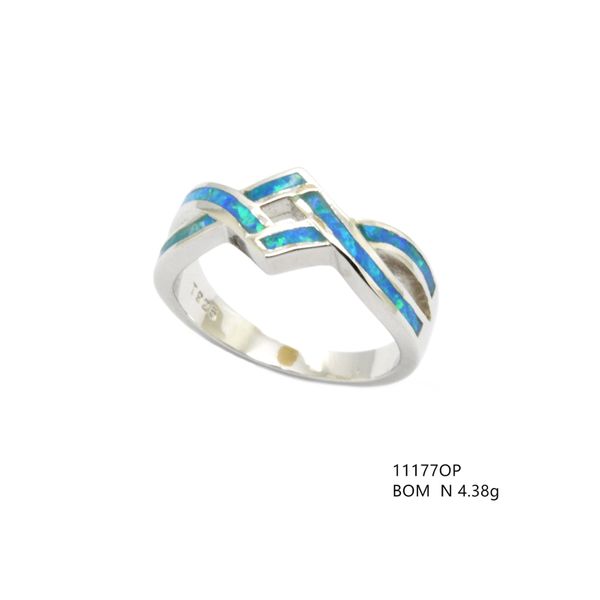 925 SILVER LAB INLAID OPAL PUZZLE RING XO RINGS - 11177-K5